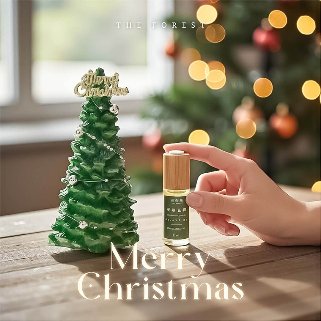 Happy Christmas 北欧森林经典圣诞树扩香(含15ml品牌香氛油) - 香薰/精油/线香 - 植物．花 卡其色