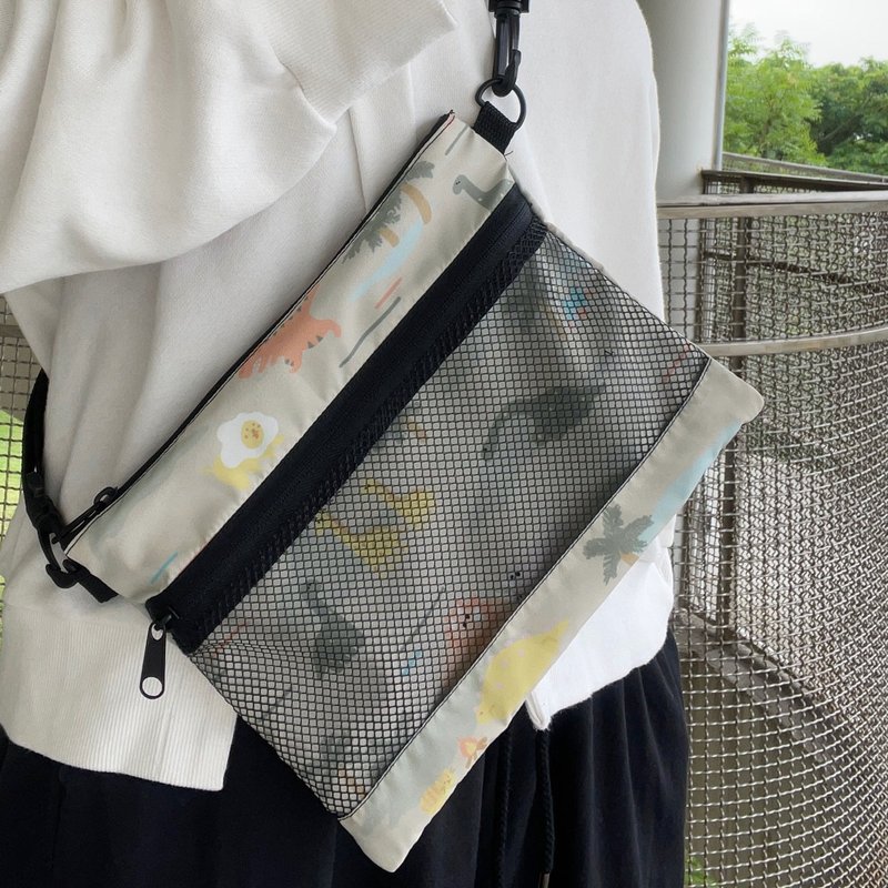 防泼轻量随身小包 侧背包 - 恐龙动物款 - 侧背包/斜挎包 - 塑料 绿色