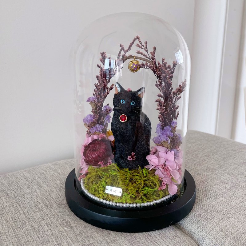 Manyu 宠物公仔 田园猫 客制化 永生花 拱门款 玻璃罩 - 玩偶/公仔 - 其他材质 紫色