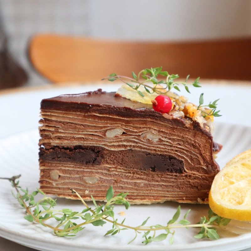 【花漾朋派】甜橙核桃布朗尼千层(六寸/15cm) - 蛋糕/甜点 - 新鲜食材 咖啡色