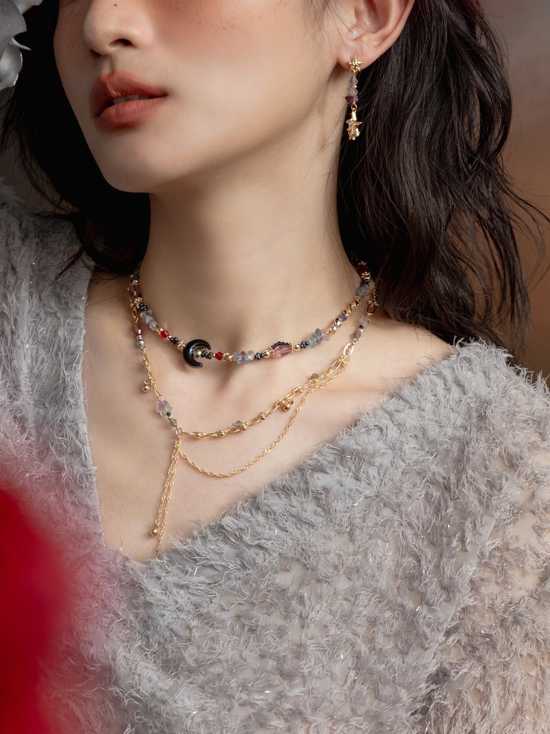 情报说书人。MUCHAT 手作 14KGP 萤石水晶珠项链 - 项链 - 其他金属 金色