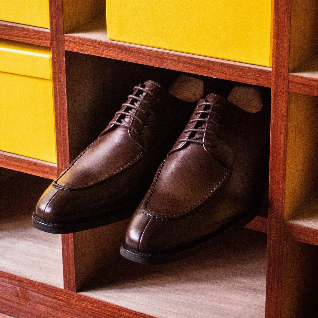 REGENT 典雅裙饰德比鞋-咖/ Apron Toe Derby-Brown - 男款皮鞋 - 真皮 咖啡色