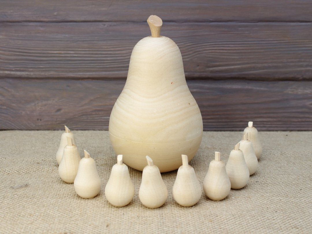 Wooden pear fruit  playset of 11 piece - 木工/竹艺/纸艺 - 木头 白色