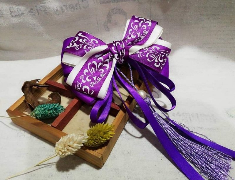 青花瓷系列弹簧夹鸭嘴夹 - 发饰 - 其他材质 紫色