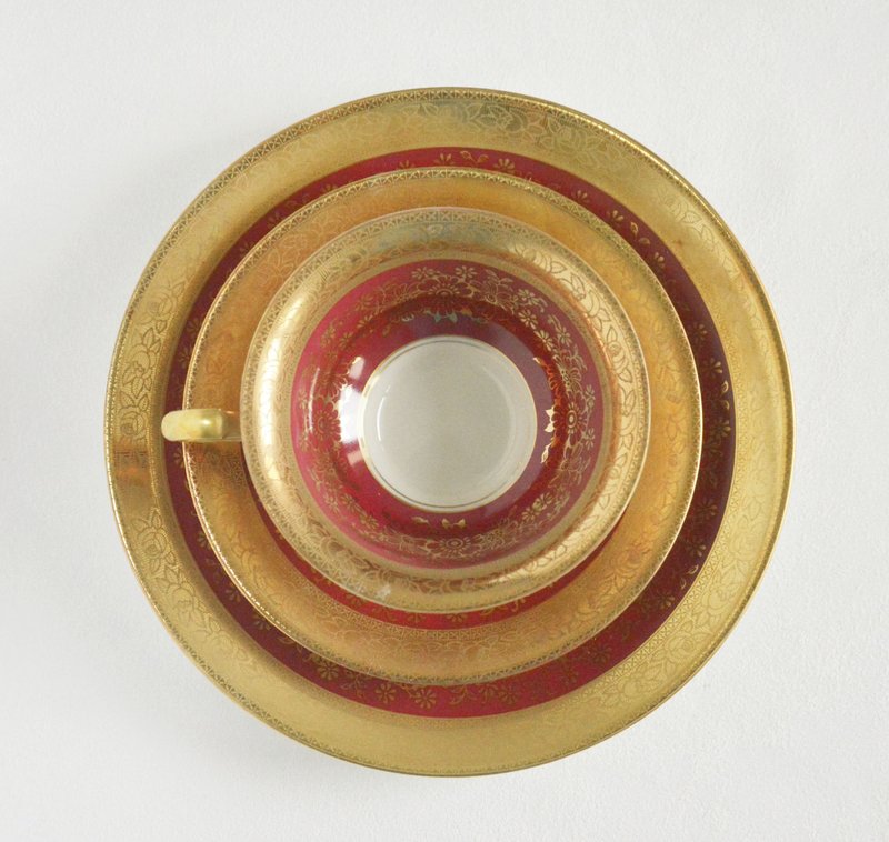 德国古董下午茶杯盘组D - 茶具/茶杯 - 瓷 红色