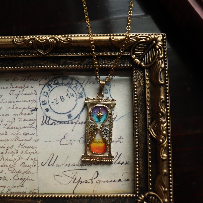 虹色 沙漏 透明树脂 颈链 - 项链 - 树脂 