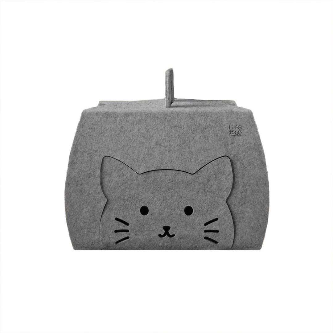 【LIFEAPP】猫蛋糕盒(质感满点温馨居家造型猫屋) - 床垫/笼子 - 聚酯纤维 灰色