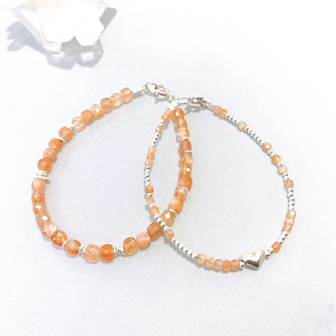 Ops Sunstone silver bracelet - 金太阳石/金草莓晶/纯银/手链 - 手链/手环 - 银 金色