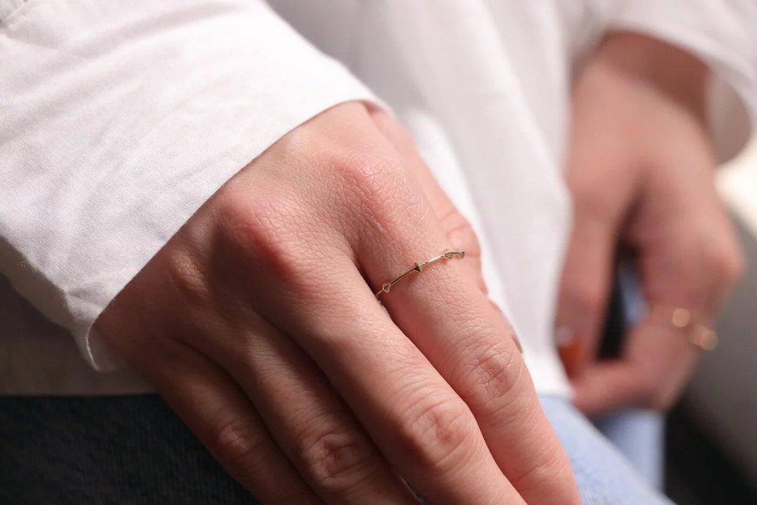 14K Rhombus Ring 菱形戒指洗澡免摘  流汗碰水不褪色 - 戒指 - 贵金属 金色