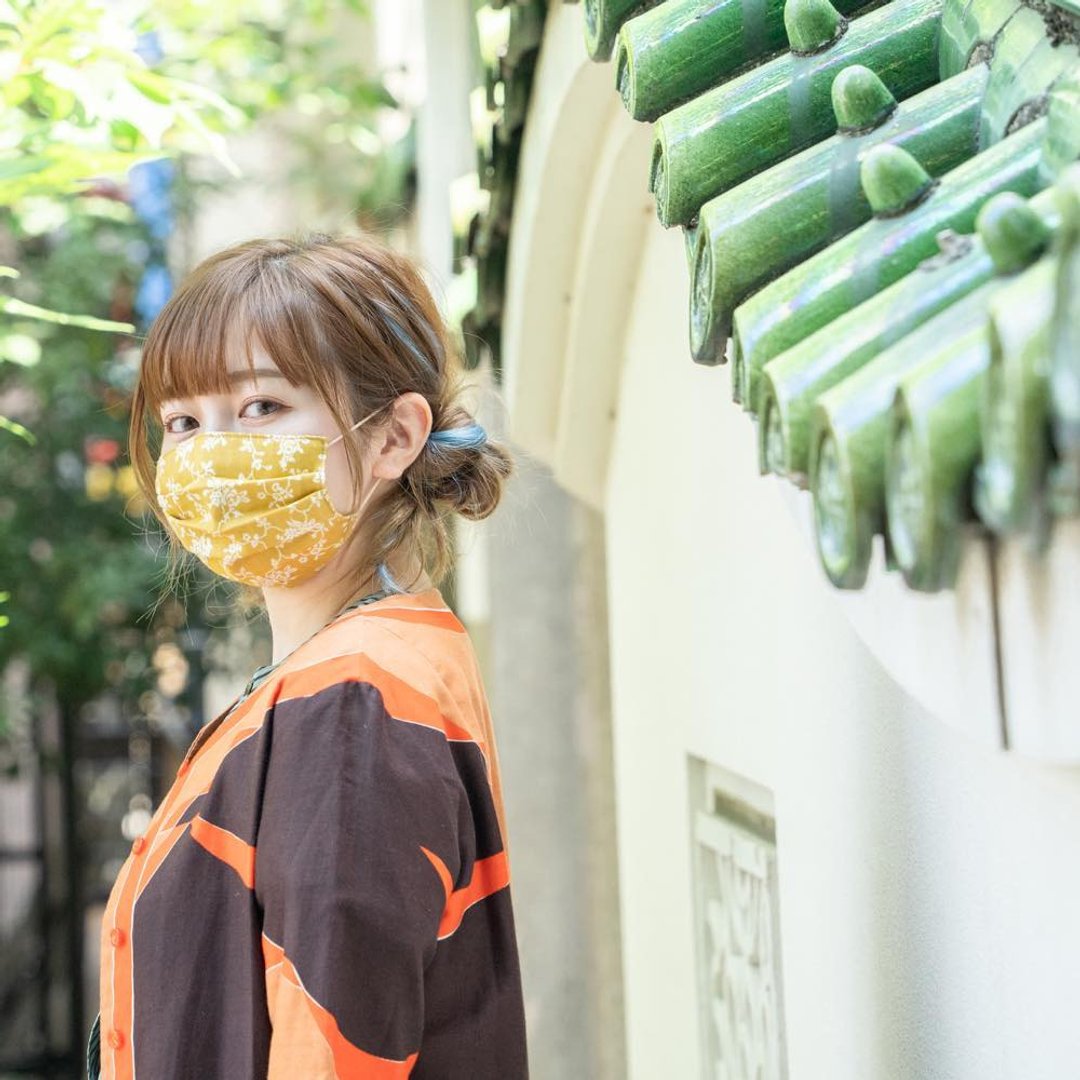 烟熏玫瑰系 芥末黄色 手工立体口罩 可洗涤 日本制纯棉纱布 成人 - 口罩 - 棉．麻 黄色