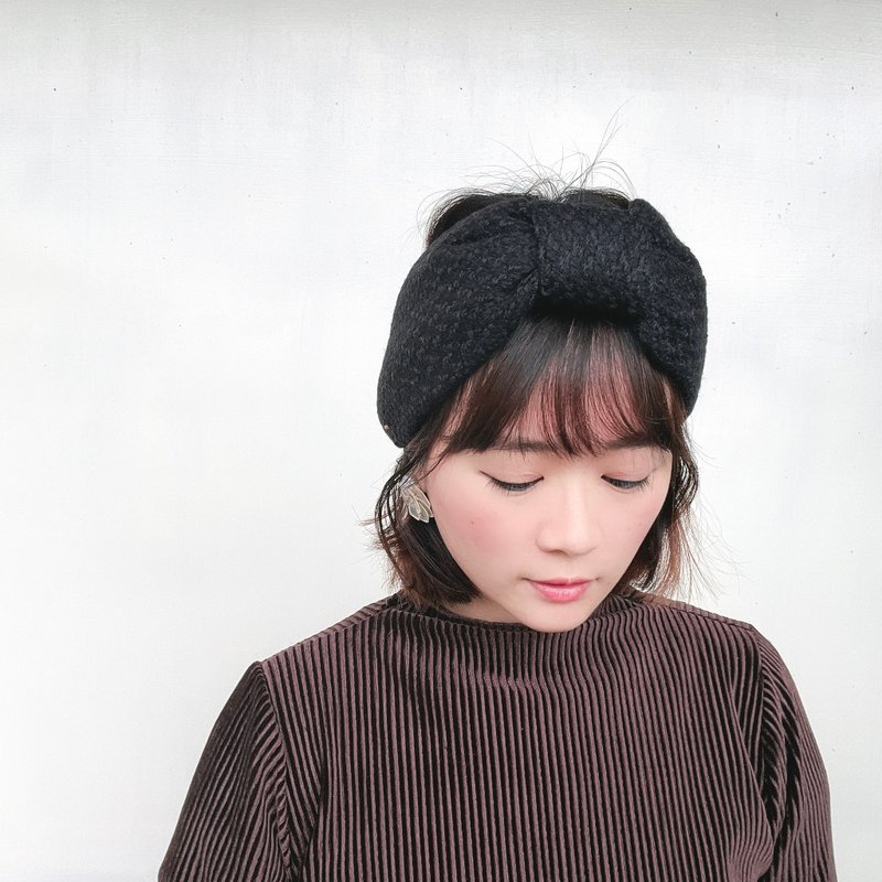 黑色编织 好烦小姐 冬天发带 - 发带/发箍 - 聚酯纤维 黑色