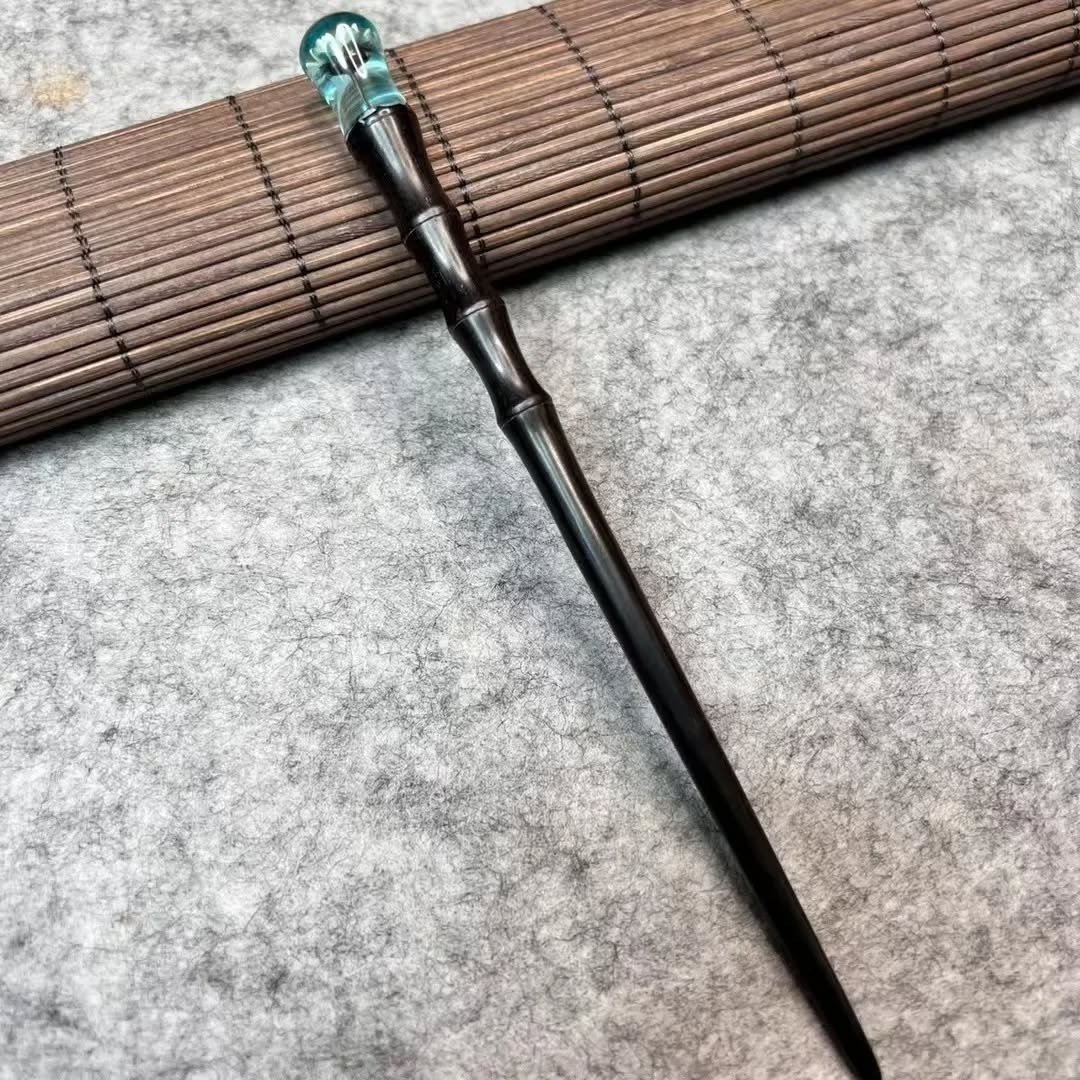 花语、手工树脂木质发簪、中式优雅风格、雕花设计、永生花、自然 - 彩妆刷具/镜子/梳子 - 树脂 