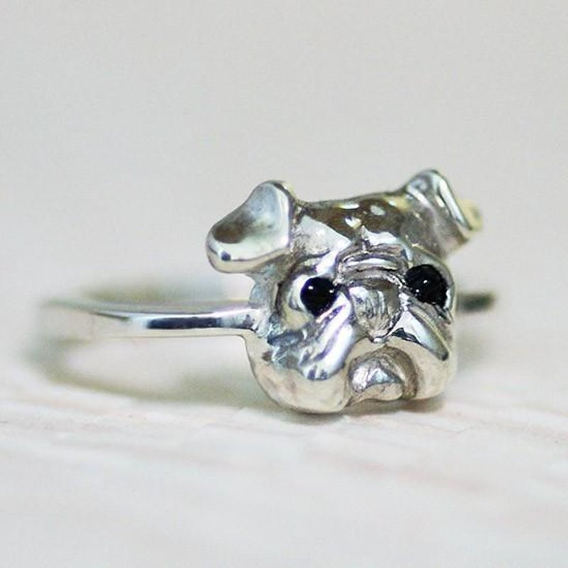 Small pug face ring [Free shipping] Taputapu face pug is made into a small ring - 戒指 - 其他金属 