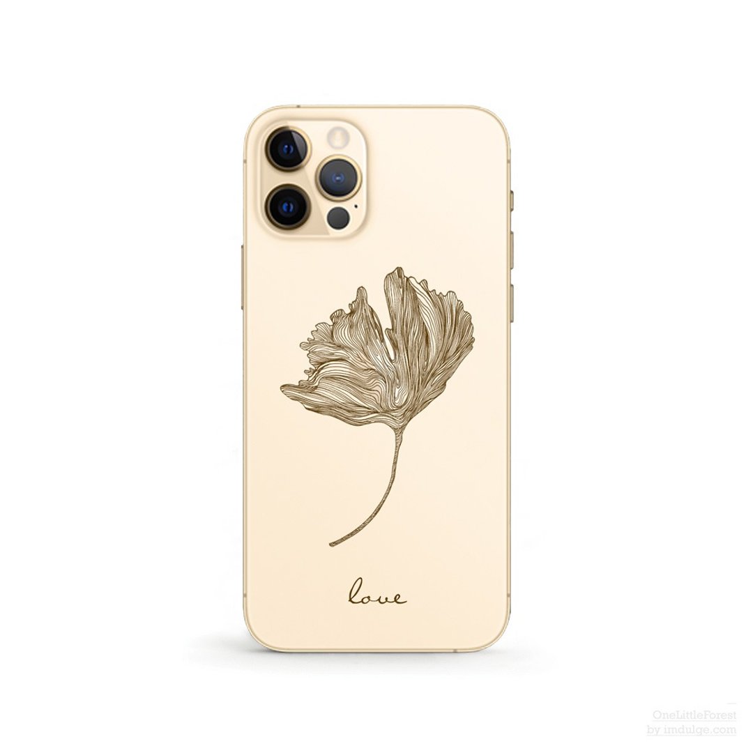 定制化礼物,银杏叶-防摔透明软壳- iPhone 14, SE3 ,Samsung - 手机壳/手机套 - 硅胶 咖啡色