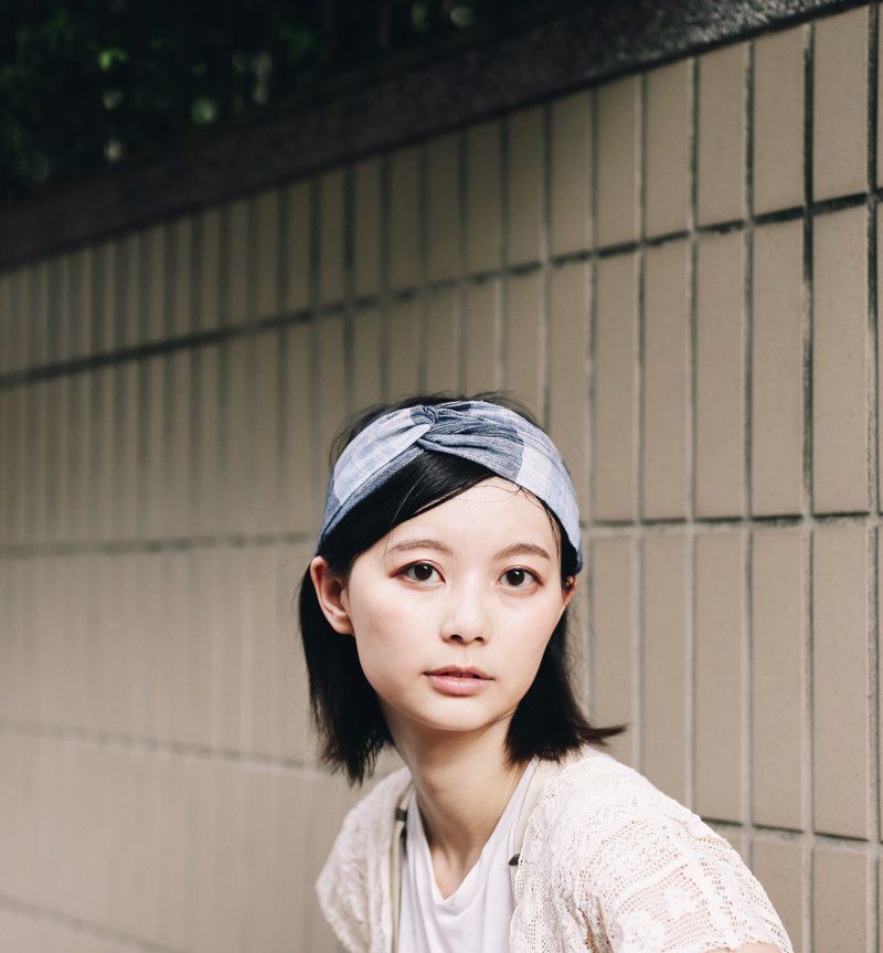清川荞麦凉面 I 限量日本料理 I双环 手工 订制 发带 Pinkoi Blue - 发带/发箍 - 棉．麻 蓝色