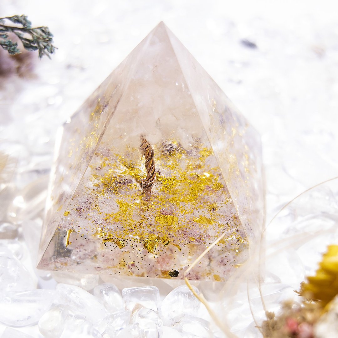金字塔奥根塔Orgonite生命之树奥刚石脉轮助眠冥想能量粉晶草莓晶 - 其他 - 树脂 