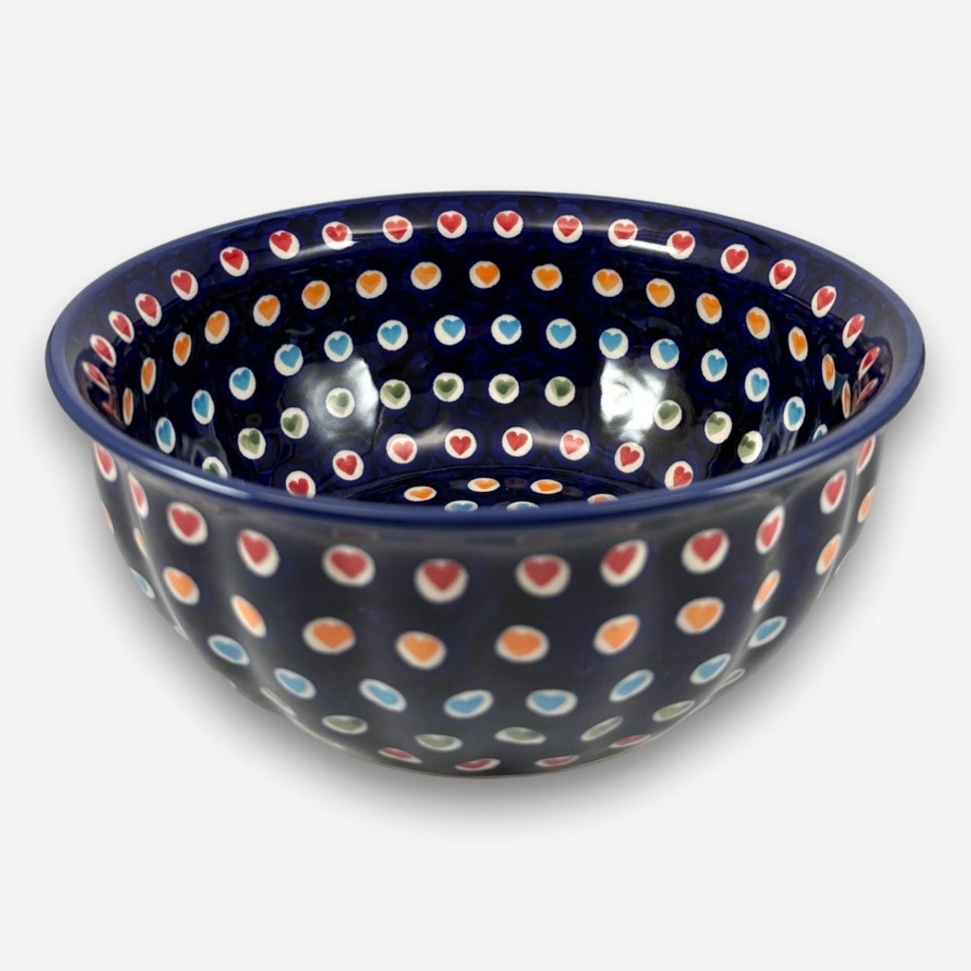 波兰手绘手工陶-大碗 20cm 文青彩心系列 设计师款 - 碗 - 陶 蓝色