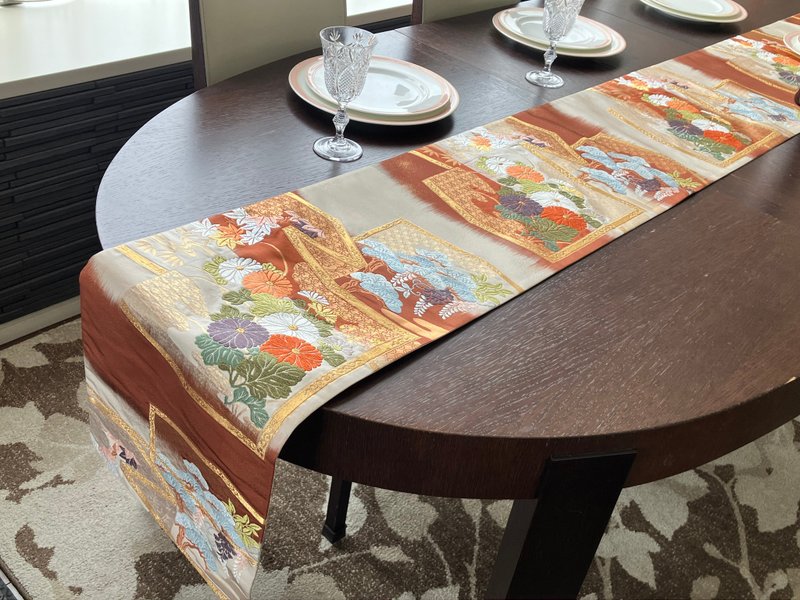 西阵织布和服腰带壁纸TR008 - 餐垫/桌巾 - 丝．绢 咖啡色