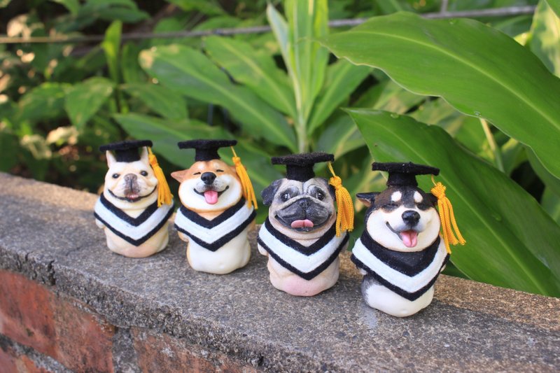 毕业宠物公仔摆设·毕业礼物·学士服·法斗·柴犬·巴哥犬 - 摆饰 - 树脂 