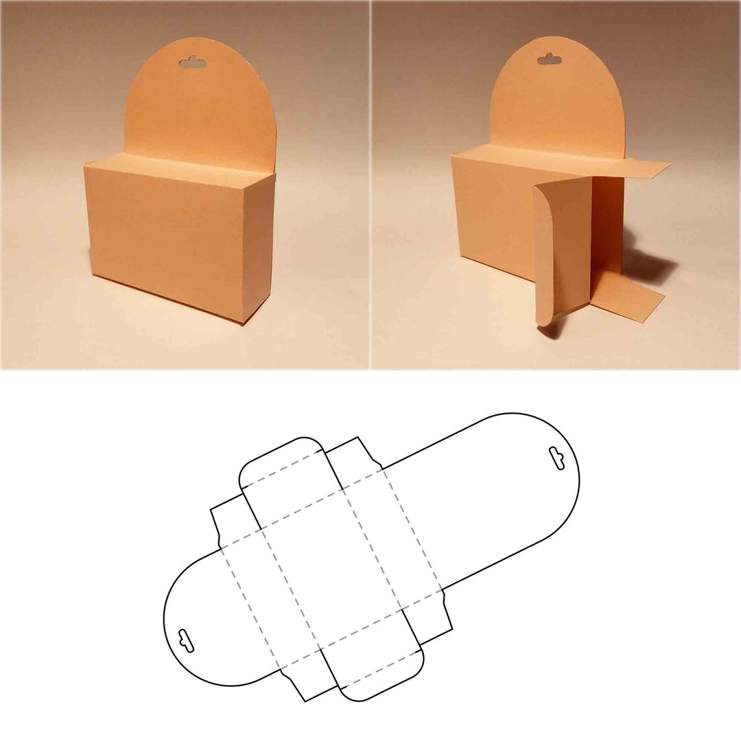 Hang tab box template, hanging box, hanger box, retail box, SVG, PDF, Cricut - 图文模板设计 - 其他材质 