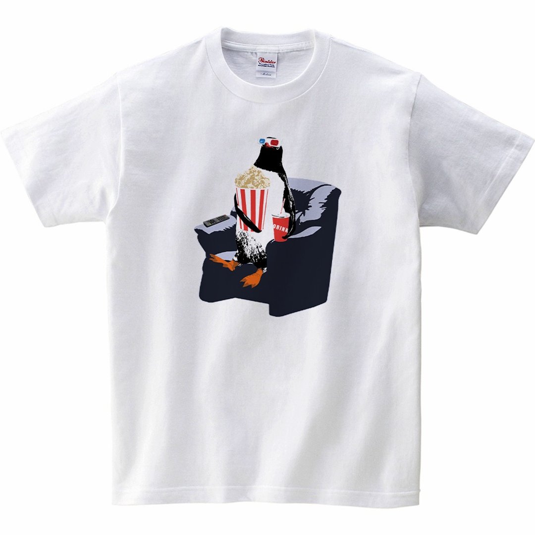 Kids T-shirt / Go out penguin - 童装上衣 - 棉 白色