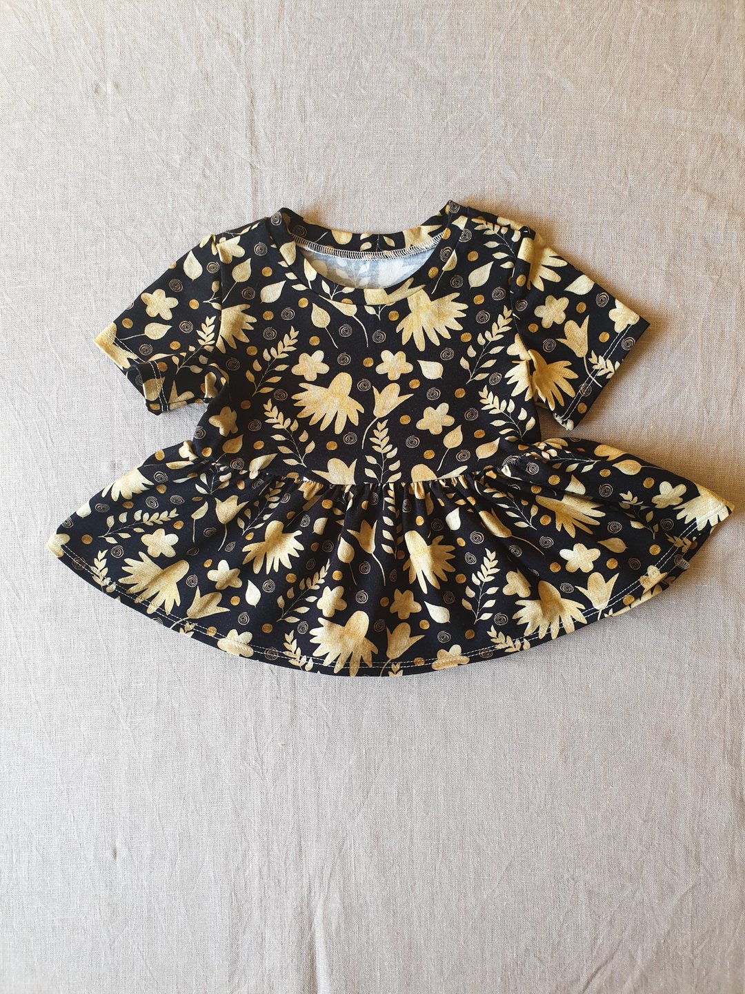 Gold flowers baby girl top, baby girl clothes, baby girl blouse, baby girl top. - 童装上衣 - 棉 多色