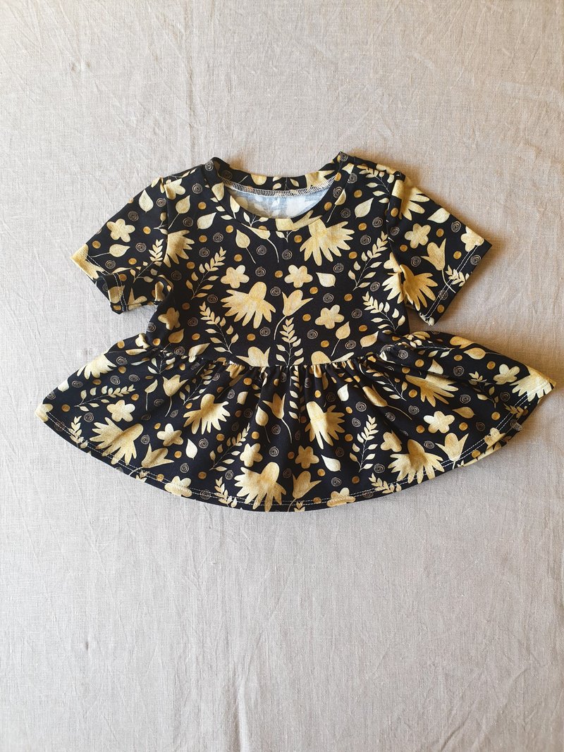 Gold flowers baby girl top, baby girl clothes, baby girl blouse, baby girl top. - 童装上衣 - 棉．麻 多色
