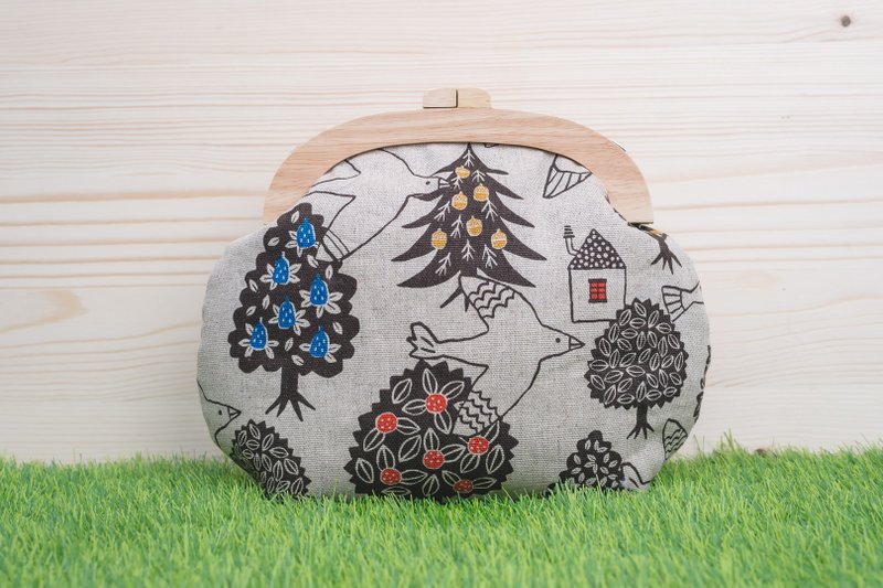 飞过森林麻布底 /木口金包/复古斜背包 - 侧背包/斜挎包 - 棉．麻 灰色