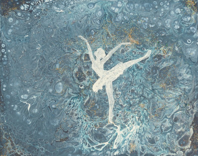 芭蕾舞女演员绘画女孩跳舞原创艺术芭蕾舞者墙壁艺术具象 - 海报/装饰画/版画 - 其他材质 蓝色