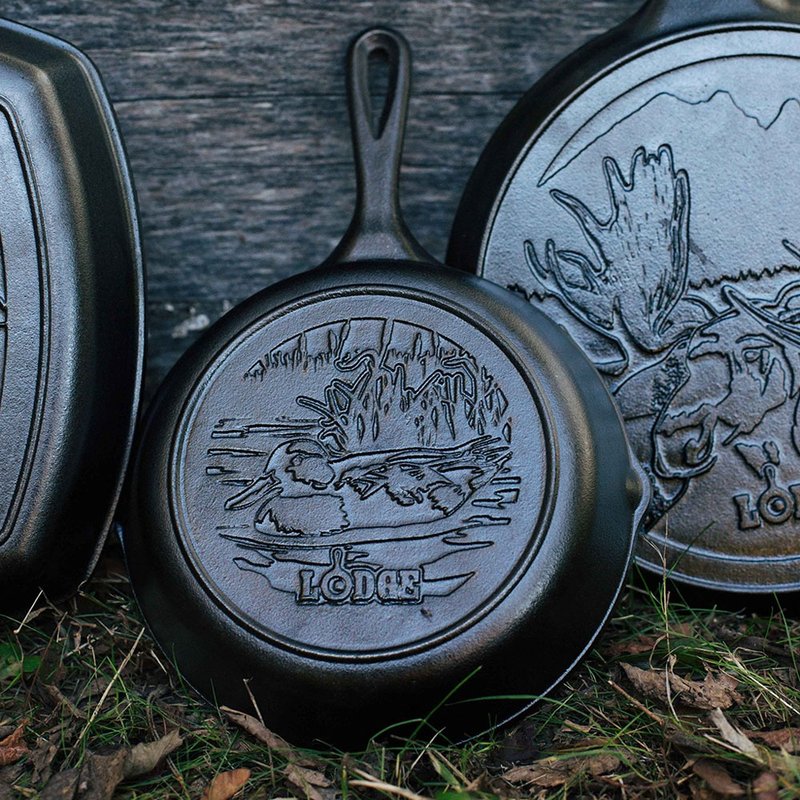 美国LODGE 野生动物系列 美国制铸铁露营煎锅(野鸭)-22cm - 锅具/烤盘 - 其他金属 黑色