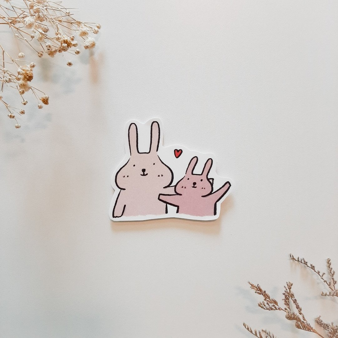 防水贴纸－爱心兔子(大) - 贴纸 - 纸 粉红色