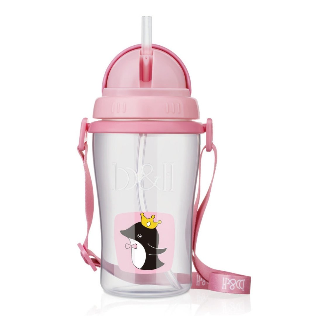 b&h 智多星便携式儿童背带学习杯郊游版 400ml - 企鹅 - 儿童餐具/餐盘 - 其他材质 粉红色