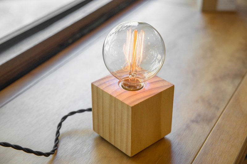 －劲空间设计－正方南桧原木灯组-圆球LED钨丝灯泡系列  - 灯具/灯饰 - 木头 咖啡色
