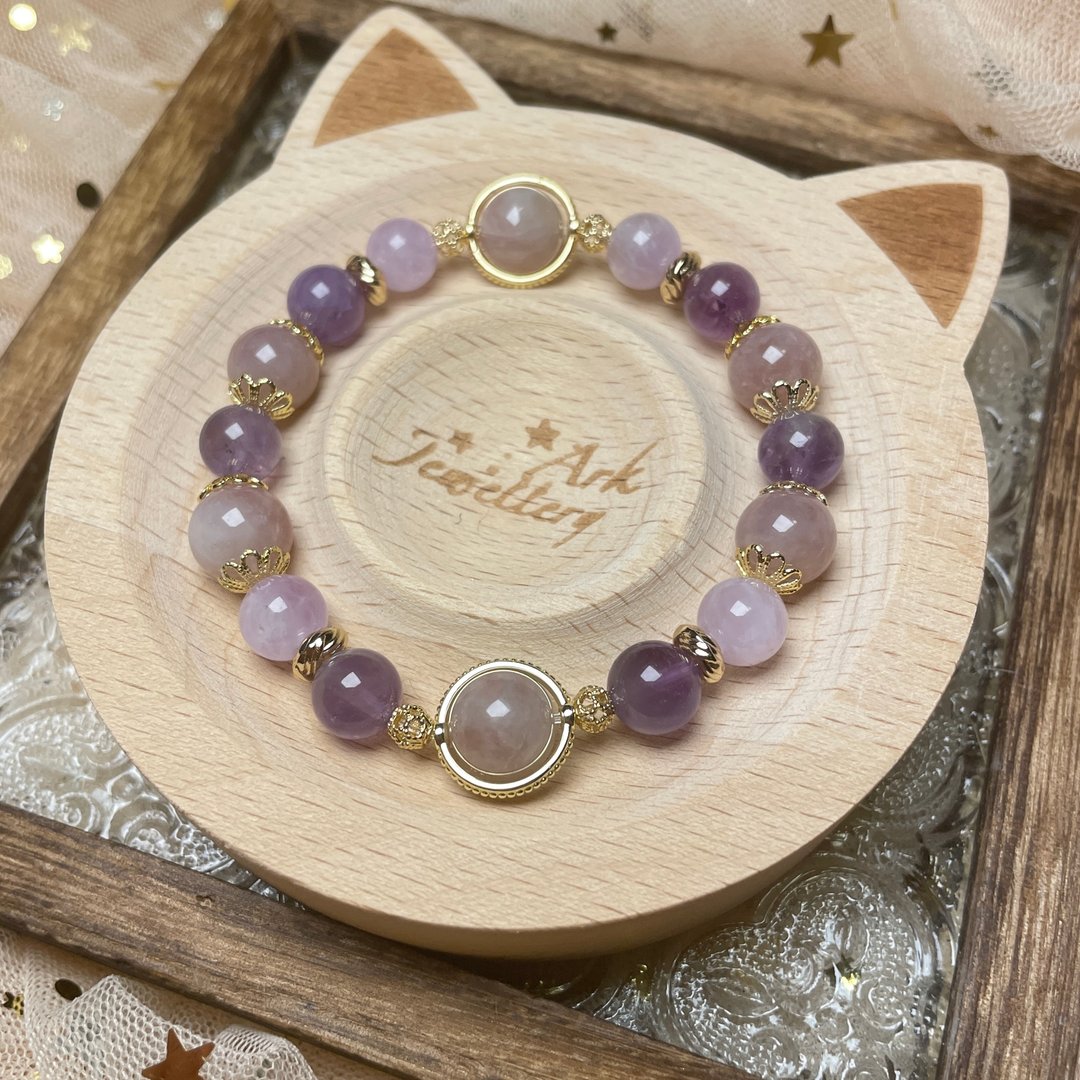紫藤花Wisteria - 紫马粉、薰衣草紫水晶、紫水晶 - 手链/手环 - 水晶 多色