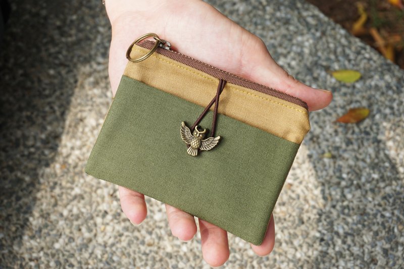 男女 交换礼物 钱包 –驼色vs.橄榄绿(老鹰) - 轻帆布 - 皮夹/钱包 - 棉．麻 咖啡色
