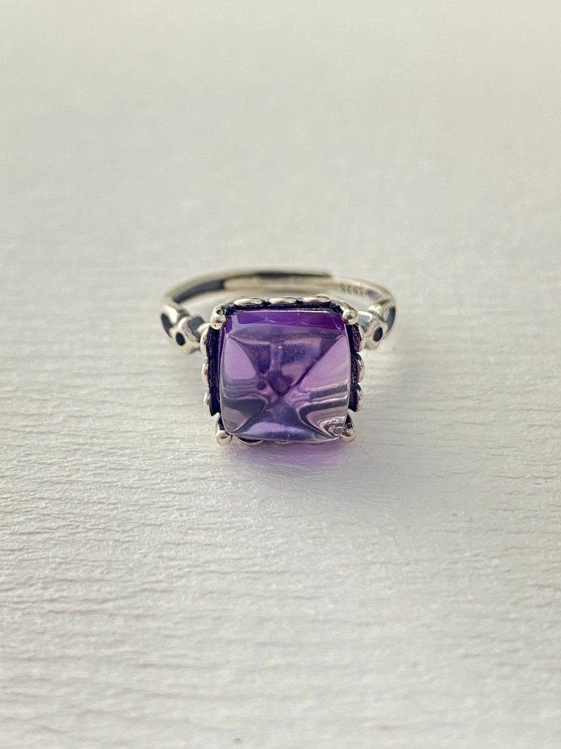 巴西紫水晶金字塔型糖塔925银戒指 - 戒指 - 水晶 紫色