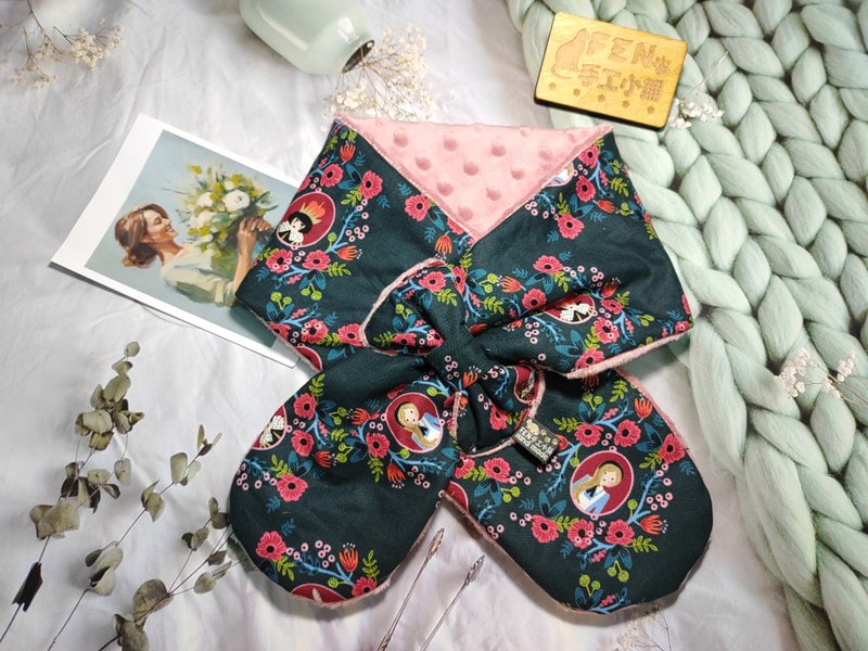 童话系列-美国限量薄棉布设计师款绿底花园爱丽丝手作围脖-短围巾 - 围巾/披肩 - 棉．麻 