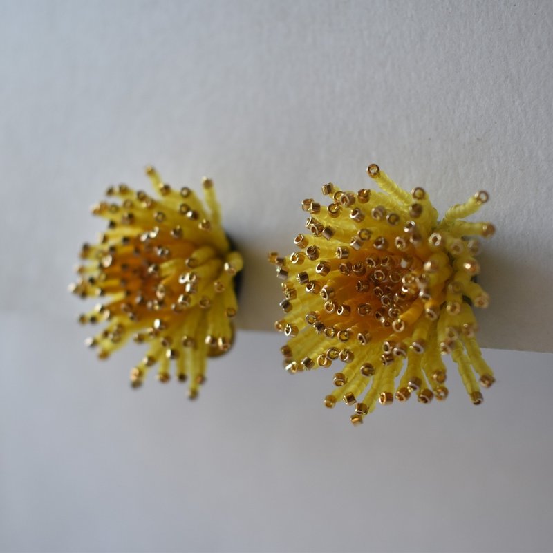 蒲公英/金色 - 耳环/耳夹 - 玻璃 