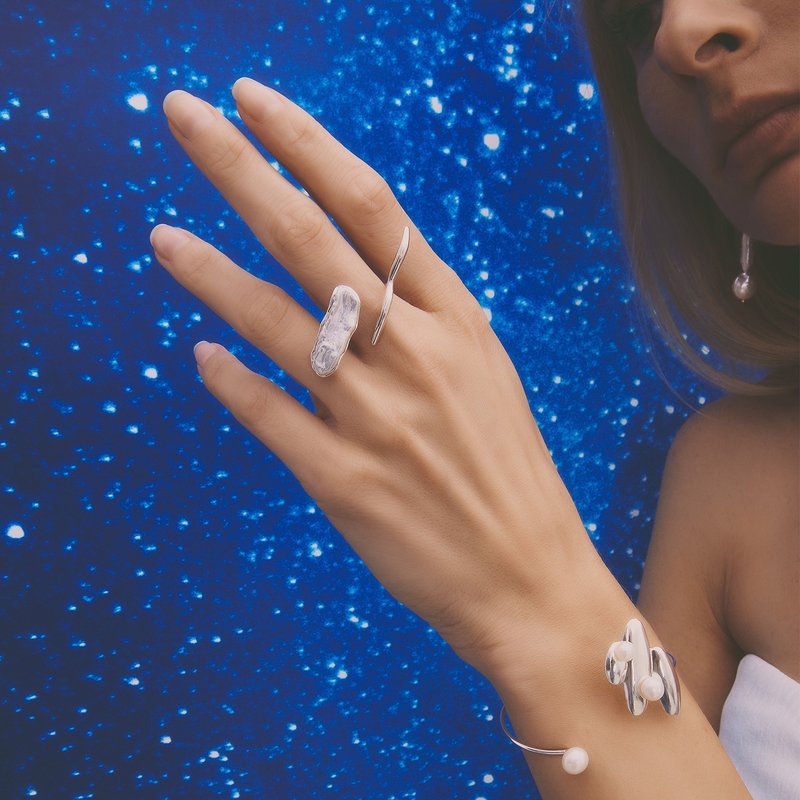 Multiverse - 巴洛克珍珠戒指-纯银 - 戒指 - 纯银 银色