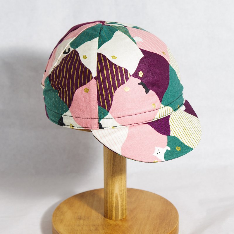 手工单车小帽 | 骑车 香港本土品牌 手工制 猫猫布 - 自行车/周边 - 棉．麻 粉红色