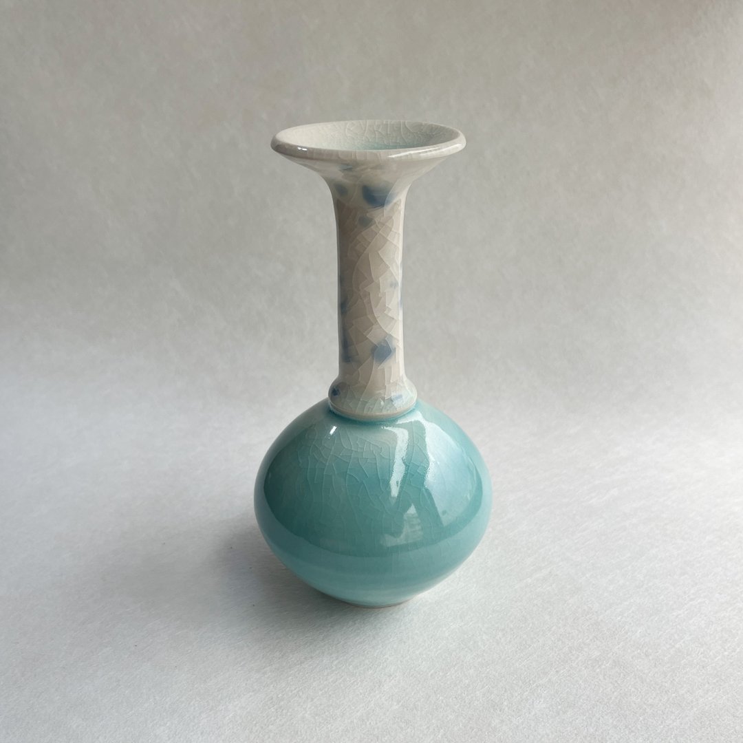 冰雪精灵。手工陶瓷花瓶 花器 陶艺 花道道具 陶器 新年礼物 - 花瓶/陶器 - 陶 蓝色