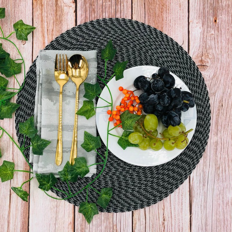 【BONNIE编织工坊】丛林飨宴餐垫2入组(38X38CM)-黑豹 - 餐垫/桌巾 - 聚酯纤维 黑色