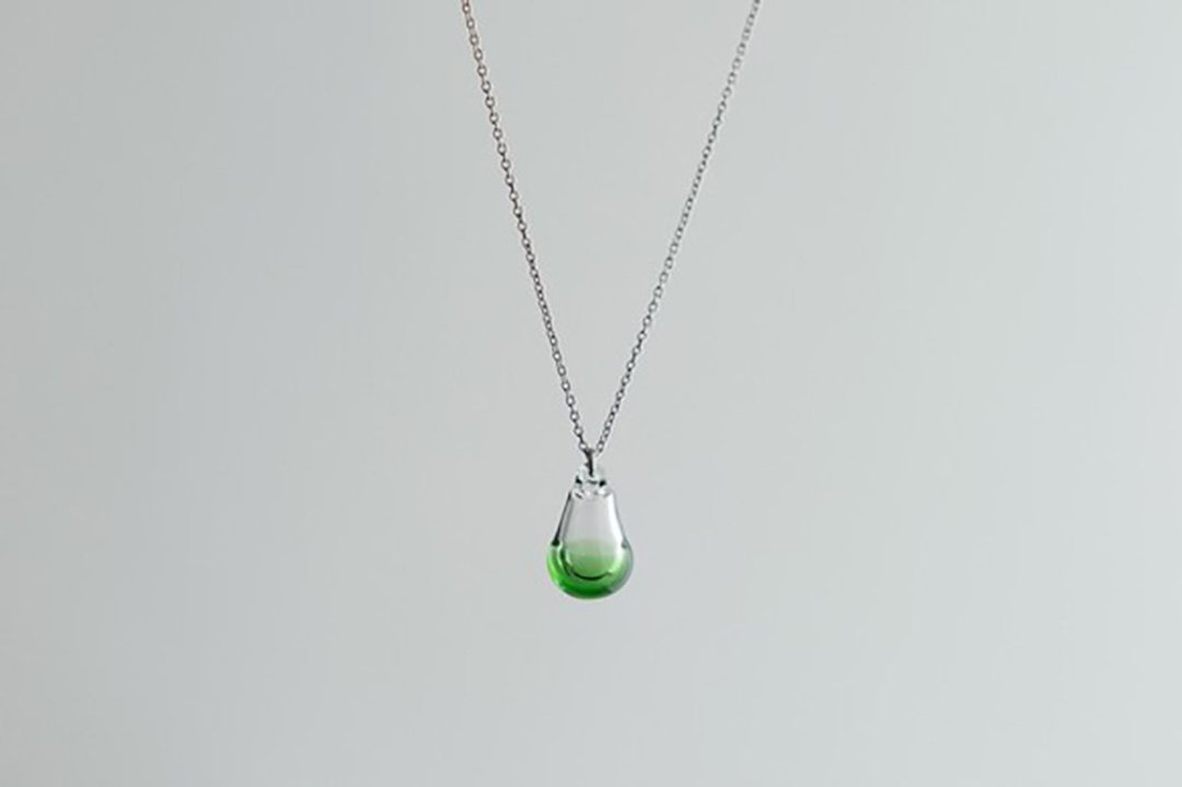 Aroma Necklace Shizuku Color SV925 Nickel Free Rhodium Plated - 项链 - 玻璃 绿色