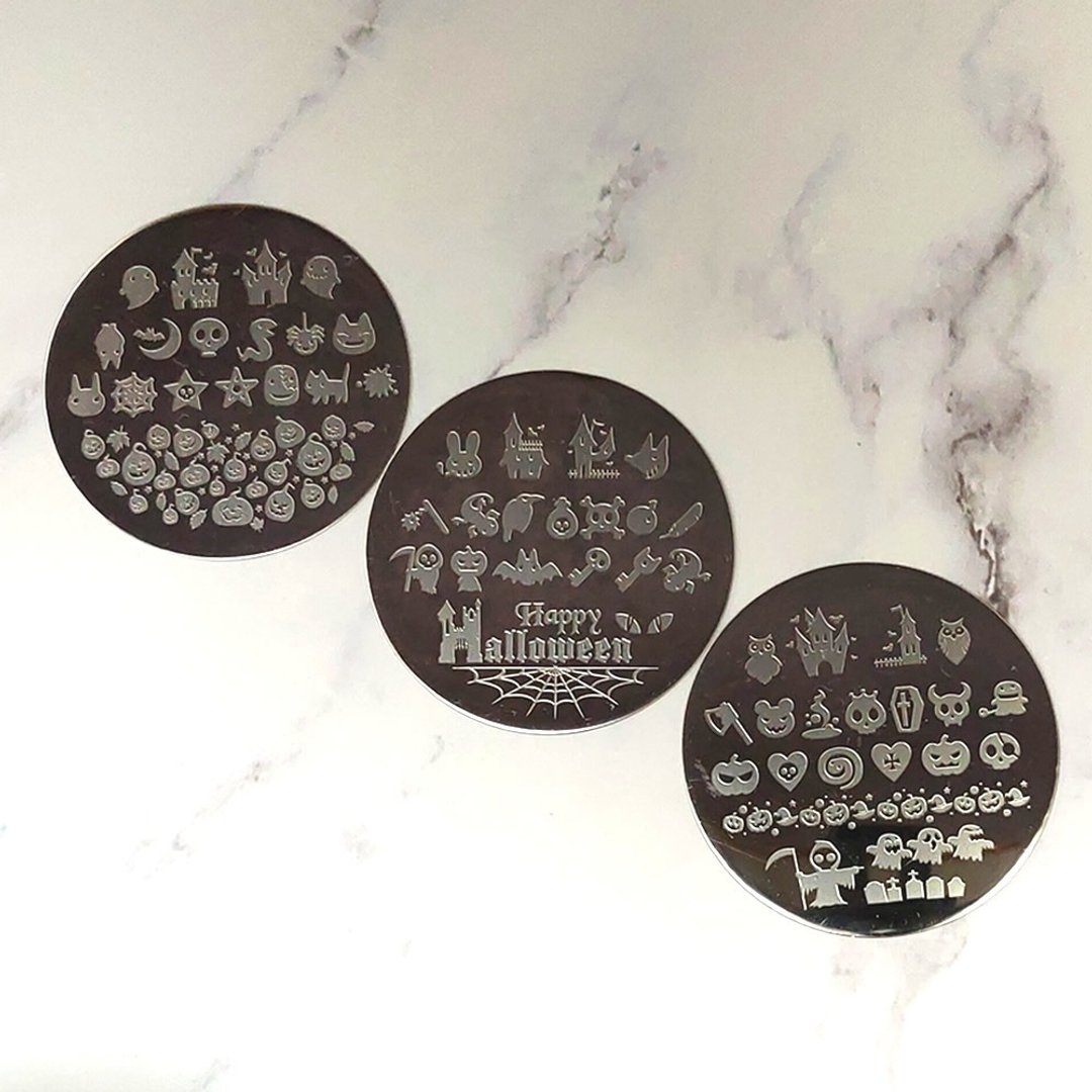 BEnails美甲转印钢板 万圣派对(小圆版)SC014美甲印花板 指甲彩绘 - 指甲油/指甲贴 - 不锈钢 银色