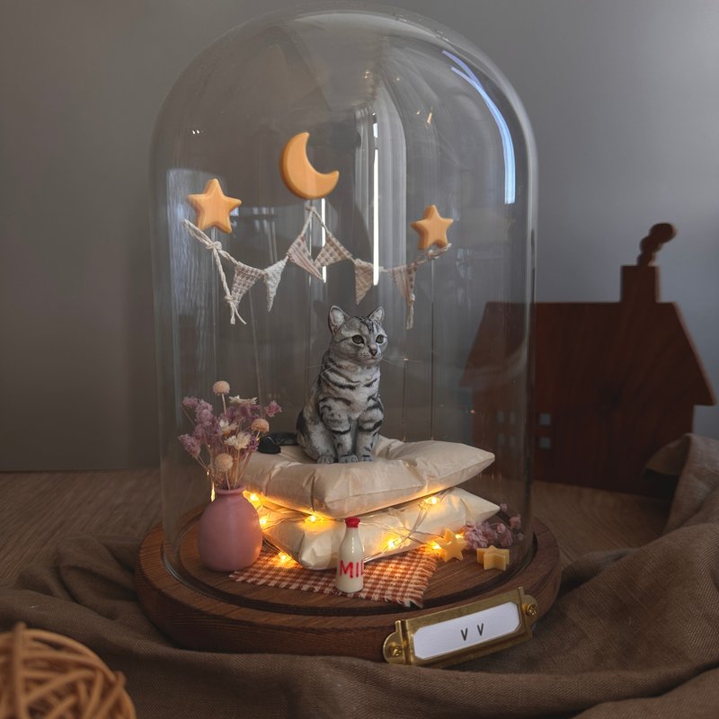 【定制全身宠物】晚安宝贝 串灯款 扩香石 毛孩 礼物 狗 中玻璃罩 - 其他 - 其他材质 