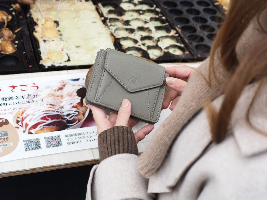 Daily (Taupe) : Mini wallet, short wallet, cow leather, Grey - 皮夹/钱包 - 真皮 灰色
