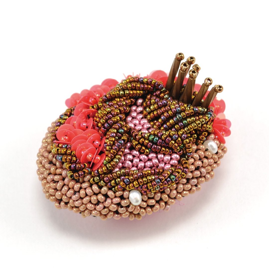 red and copper beads brooch, statement and sparkly oval brooch 9 - 胸针 - 塑料 红色