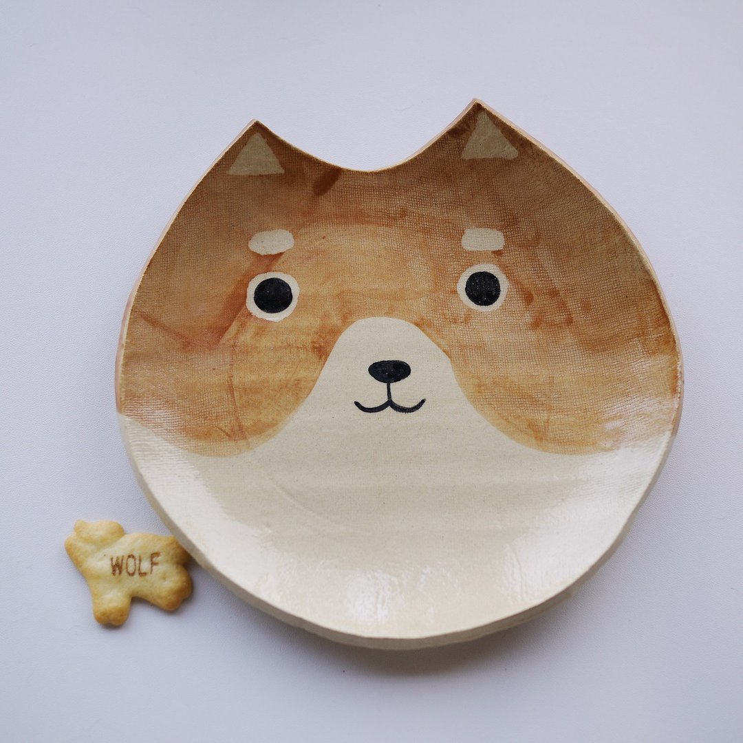 Akashiba Medium Plate - 盘子/餐盘/盘架 - 陶 咖啡色