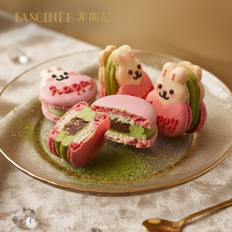 开心兔-抹茶焦糖 马卡龙 - 蛋糕/甜点 - 新鲜食材 粉红色