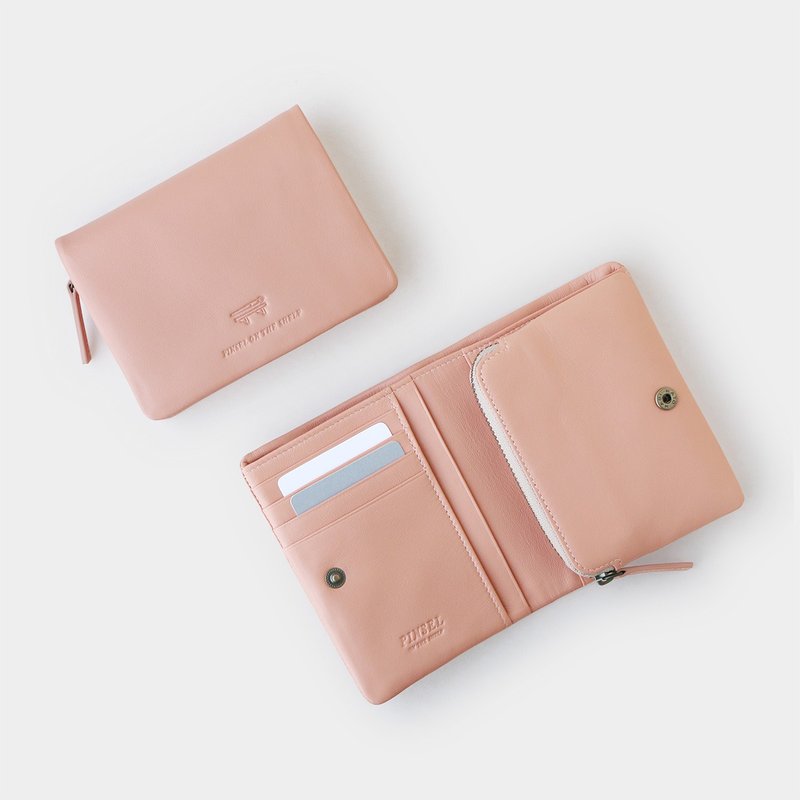 pinsel wallet : pastel peach - 皮夹/钱包 - 真皮 